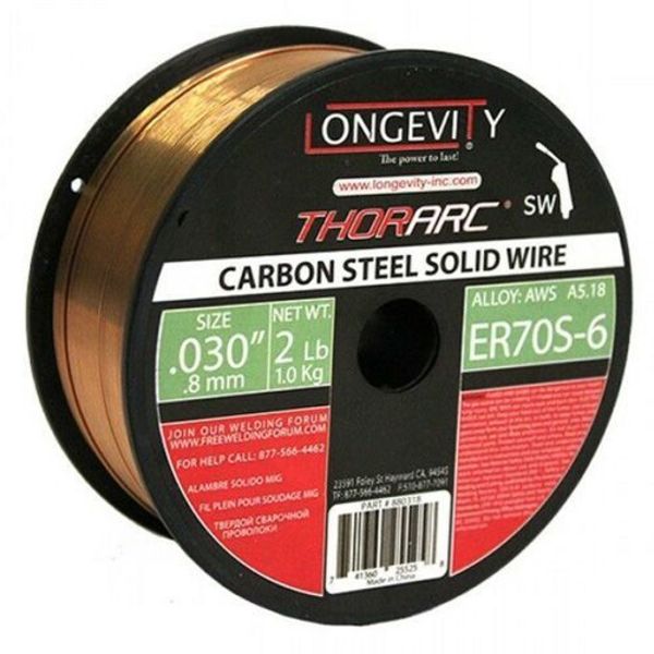 Longevity THOR-ARC ER70S-6 Welding Wire: 0.030"(0.8mm), 2Lb Spool 880318